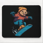 Snowboarding Animals- Beaver på en snöbräda Musmatta<br><div class="desc">Snowboarding Animals- Beaver på en snöbordning</div>