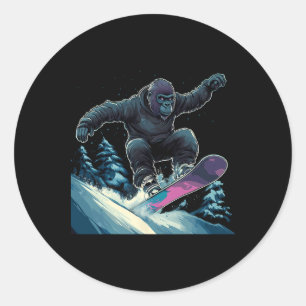 Snowboarding Animals- Gorilla on a Snowboard Snowb Runt Klistermärke
