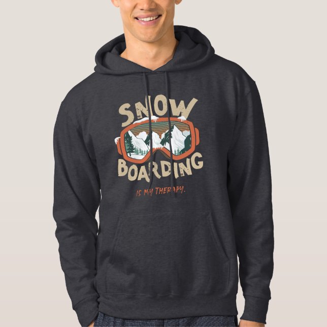 Snowboarding är min terapifunna bergsvinter hoodie (Framsida)