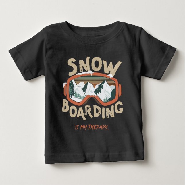Snowboarding är min terapifunna bergsvinter t shirt (Framsida)
