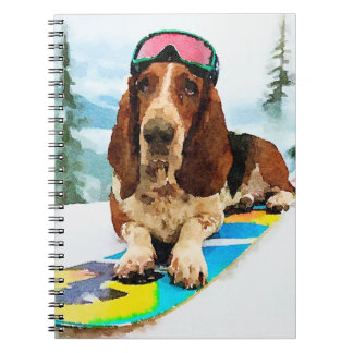 Snowboarding Basset hound Anteckningsbok