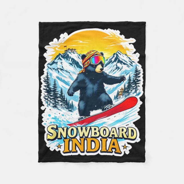 Snowboarding Bear in Scenia India Fleecefilt (Framsidan)