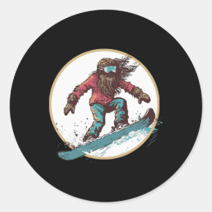 Snowboarding Bigfoot Shred Snö Squatch Runt Klistermärke