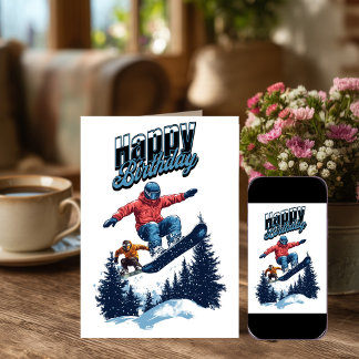 Snowboarding Birthday Cards Kort