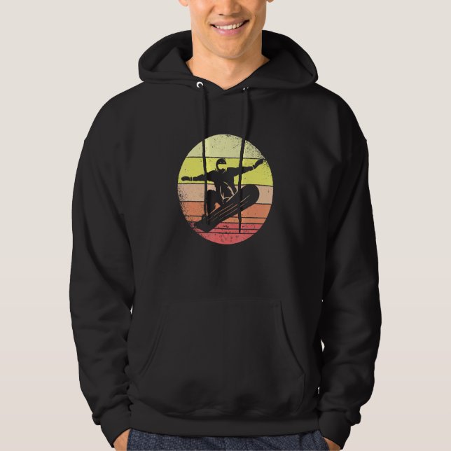 Snowboarding Blue Sunset Snowboarder Freestyle Dow Hoodie (Framsida)