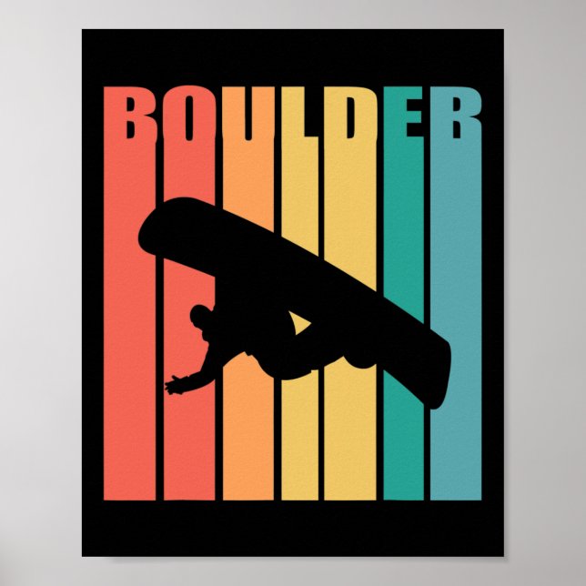 Snowboarding Boulder Colorado 70 s Silhouette Gift Poster (Framsidan)