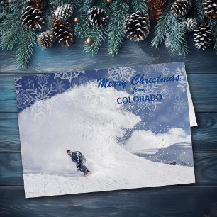 Snowboarding Colorado Snowflake-julkort Hälsningskort