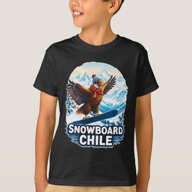 Snowboarding Condor i Chiles berg T Shirt (Framsida)