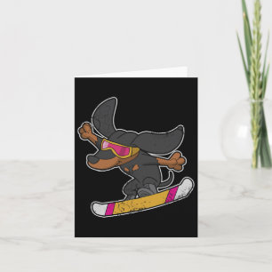 Snowboarding Dachshund Hund Snowboard Kids Boys Gi Kort