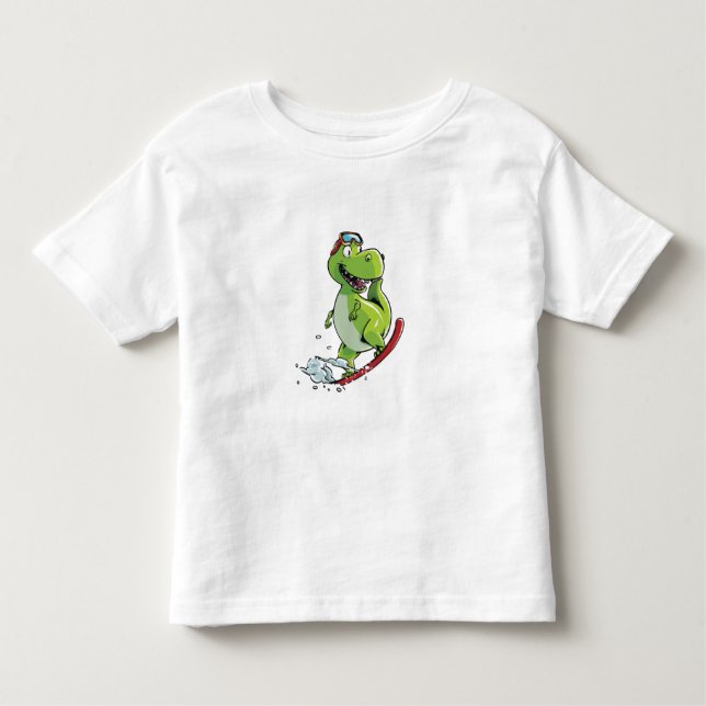 Snowboarding Dinosauer T Shirt (Framsida)