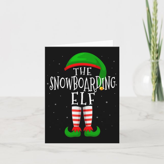 Snowboarding Elf Funny Matching Family Group X Kort (Framsida)