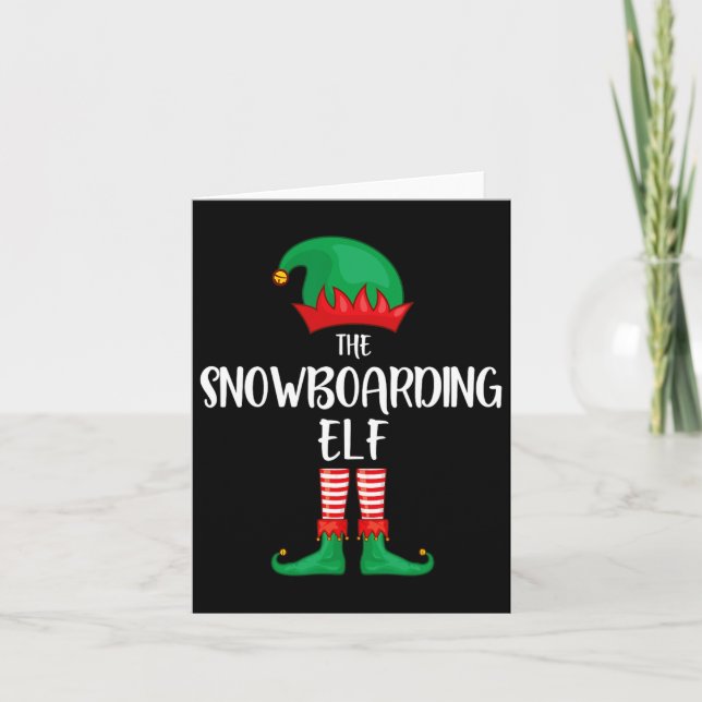 Snowboarding Elf jul Party Matching Family G Kort (Framsida)