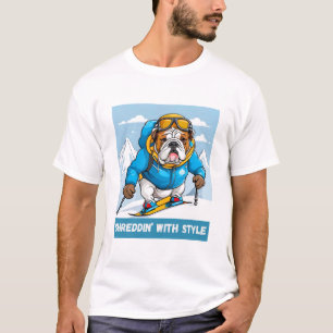 Snowboarding English Bulldog Shreddin" med Stil T Shirt