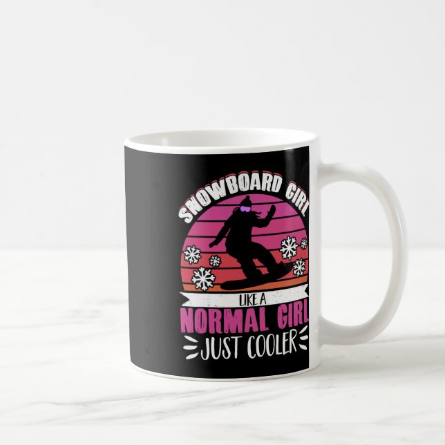 Snowboarding flicka som en nybörjare kaffemugg (Höger)