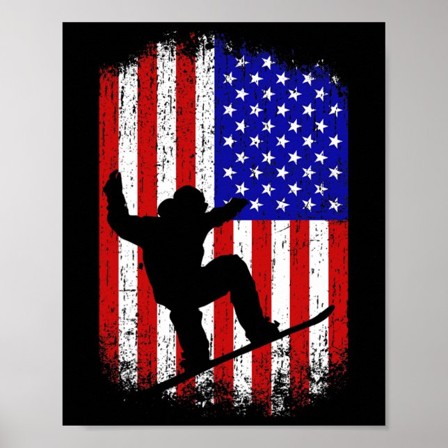 Snowboarding-gåvor För manar kvinnor Kid American  Poster (Framsidan)