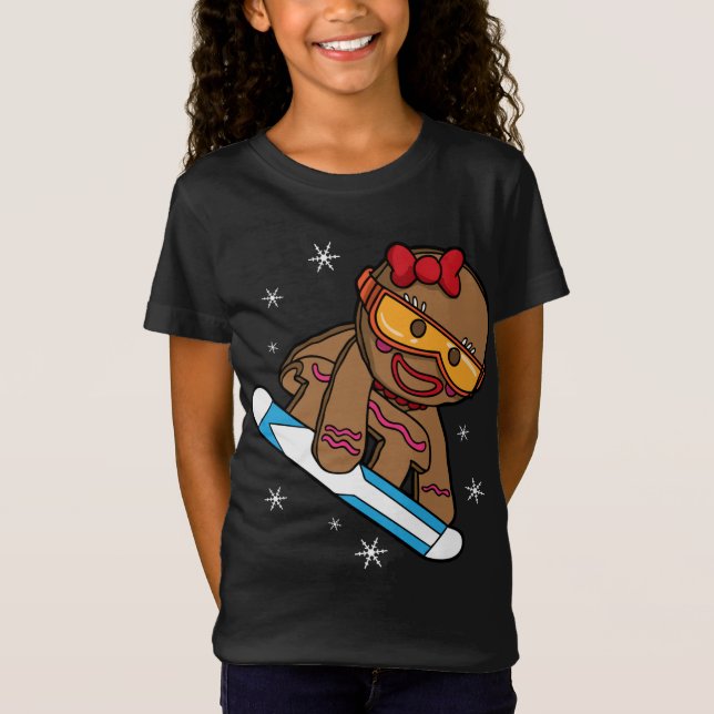 Snowboarding Gingertea Girl T Shirt (Framsida)