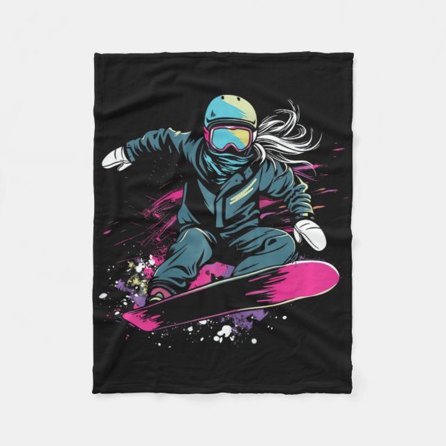 Snowboarding Girl Graphic Fleecefilt (Framsidan)