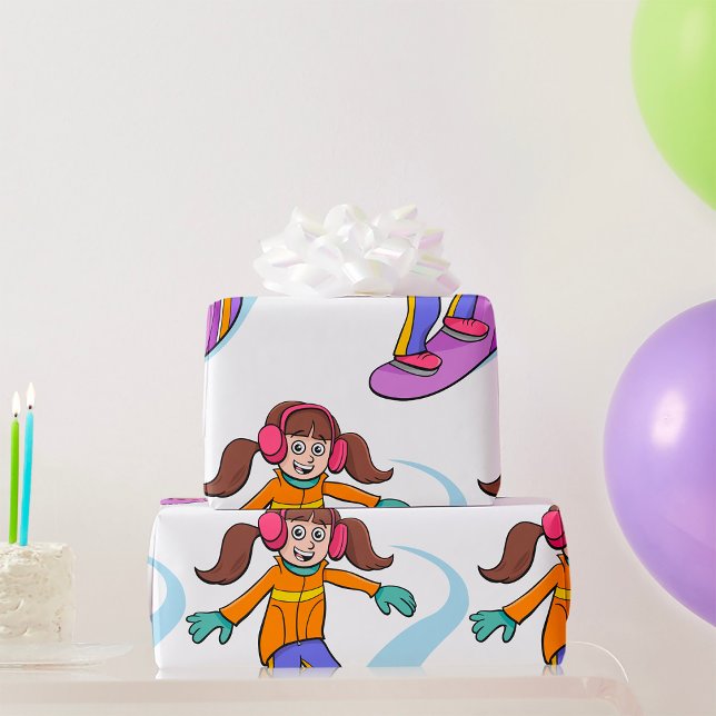 Snowboarding Girl Snö Roligt Wrapping Papper Presentpapper (Skapare uppladdad)