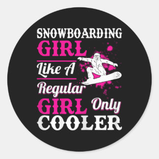 Snowboarding Girl, som en vanlig, bara kylare funn Runt Klistermärke