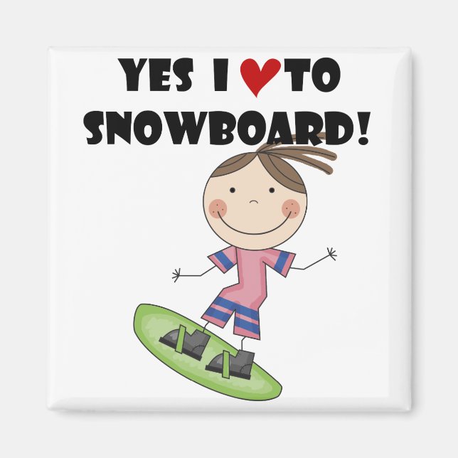 Snowboarding Girl Tshirts och Gifts Magnet (Framsidan)