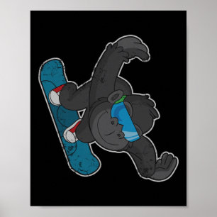 Snowboarding Gorilla Snowboard Manar Women Kids Bo Poster