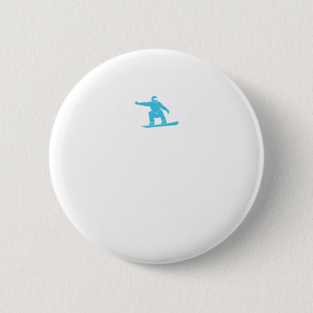 Snowboarding Heartslag Coola Winter Sports Gift Knapp (Framsida)