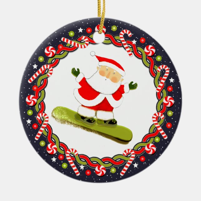 Snowboarding Helgdag Gift Ceramic Ornament (Framsidan)