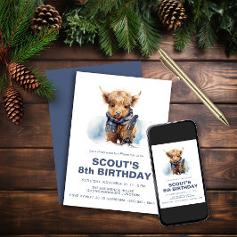 Snowboarding Highland Cow-inbjudan Inbjudningar