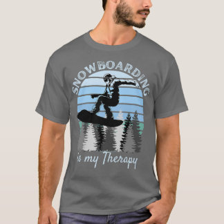 Snowboarding is My Therapy Cool Vintage Blue Sunse T Shirt