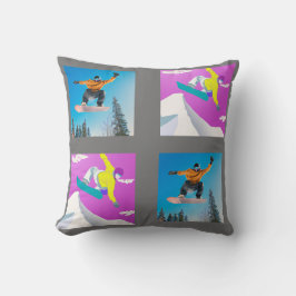 Snowboarding joy för tonåringar denna jul. kudde