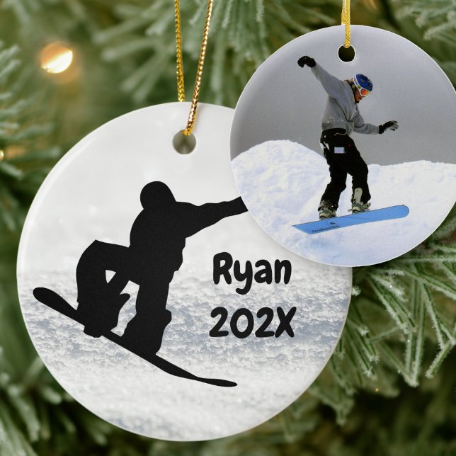 Snowboarding jul Black i Snö Julgransprydnad Keramik (Skapare uppladdad)