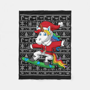 Snowboarding jul Unicorn Jultomten Snowboa Fleecefilt