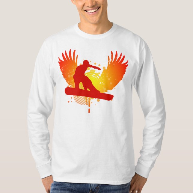 snowboarding kick-fi. solnedgången fade. t shirt (Framsida)
