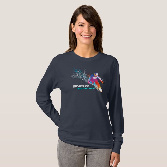 Snowboarding | Kvinnors Långärmad T Shirt (Hel framsida)