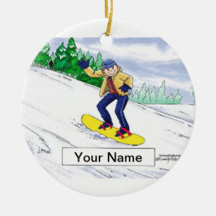 Snowboarding - Male Julgransprydnad Keramik