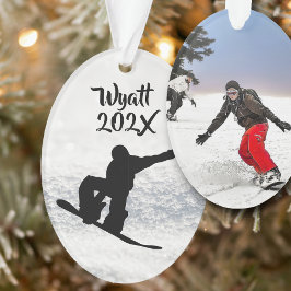 Snowboarding Male Son's Photo Template Oval