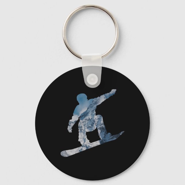 Snowboarding Mountain T Shirt - Gift för snörpvads Nyckelring (Framsida)