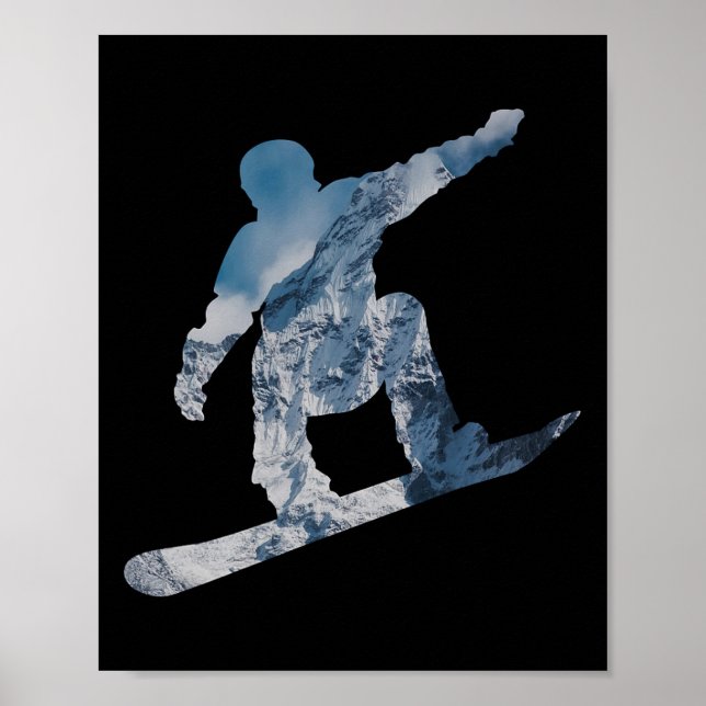 Snowboarding Mountain T Shirt - Gift för snörpvads Poster (Framsidan)