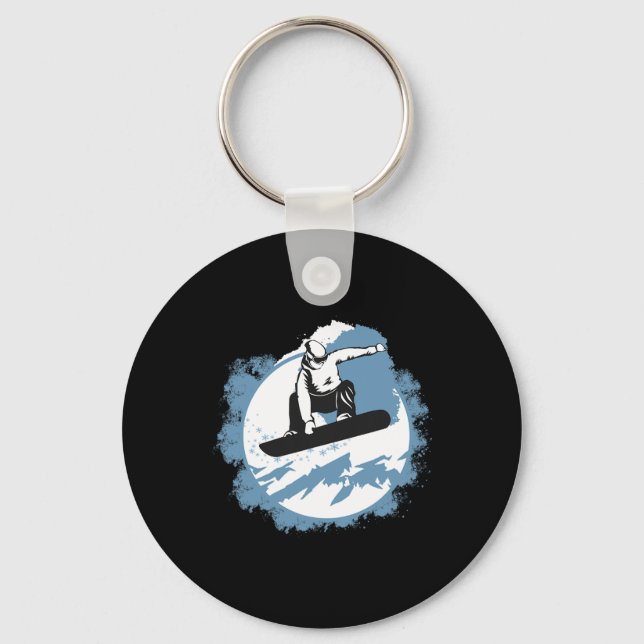 Snowboarding Mountain Wintersport Ski Nyckelring (Framsida)