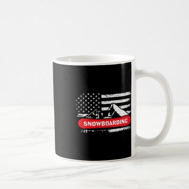 Snowboarding Mountain with American Flagga Design  Kaffemugg (Höger)
