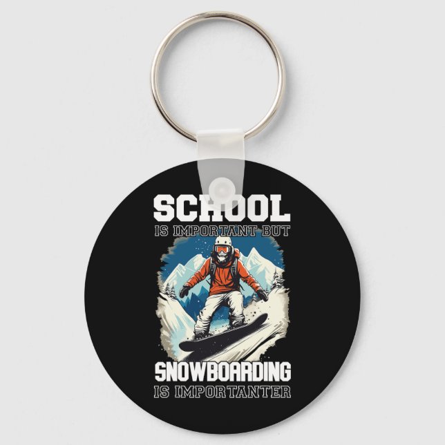 Snowboarding Mountains Snö Vacation Snowboard Ski Nyckelring (Framsida)