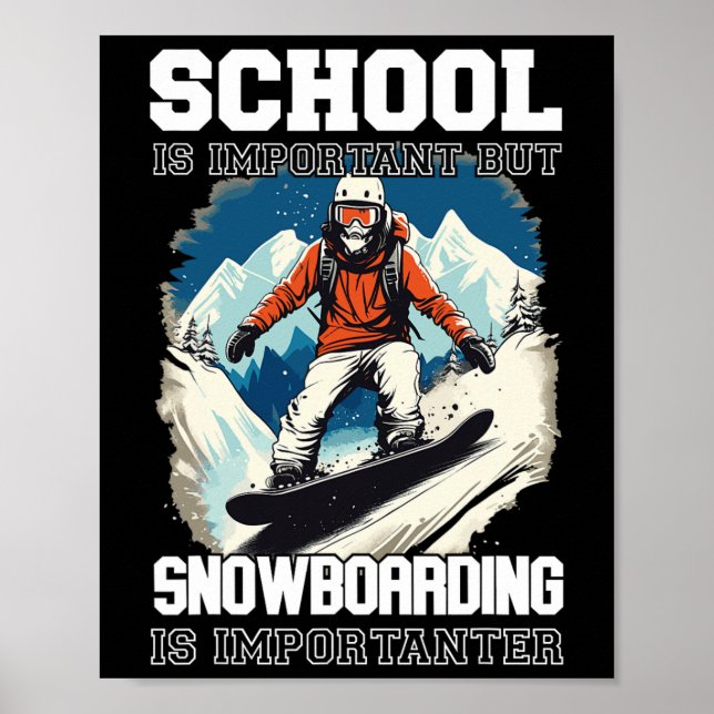 Snowboarding Mountains Snö Vacation Snowboard Ski Poster (Framsidan)