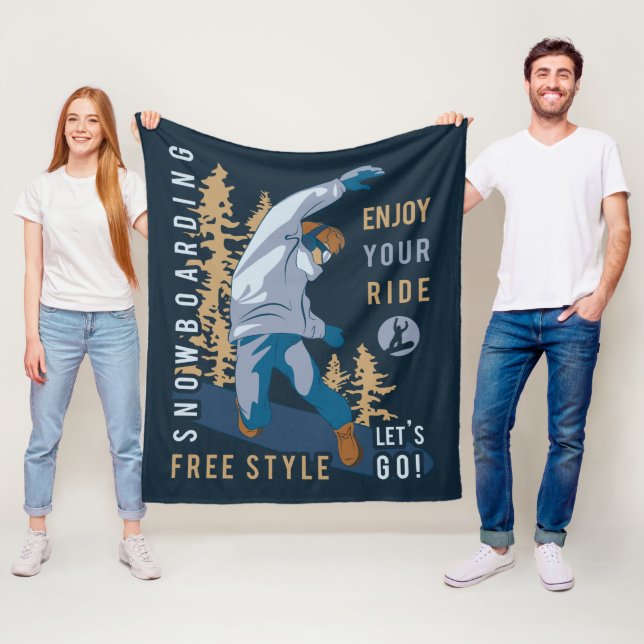 Snowboarding. Njut av din resa Fleecefilt (På plats)