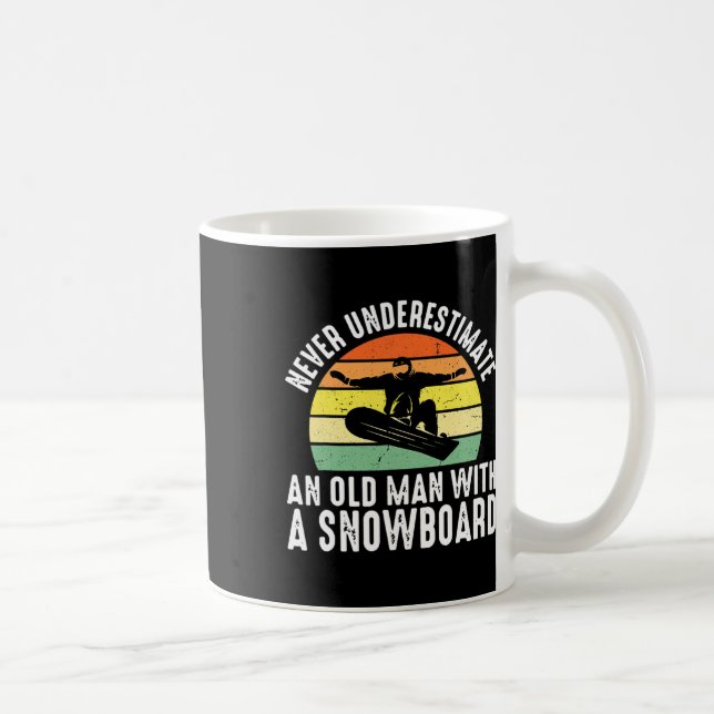 Snowboarding Old Man Retrött Snowboarder Hob Kaffemugg (Höger)