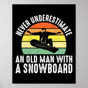 Snowboarding Old Man Retrött Snowboarder Hob Poster