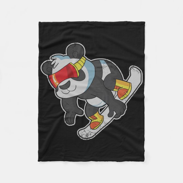 Snowboarding Panda Bear Fleecefilt (Framsidan)