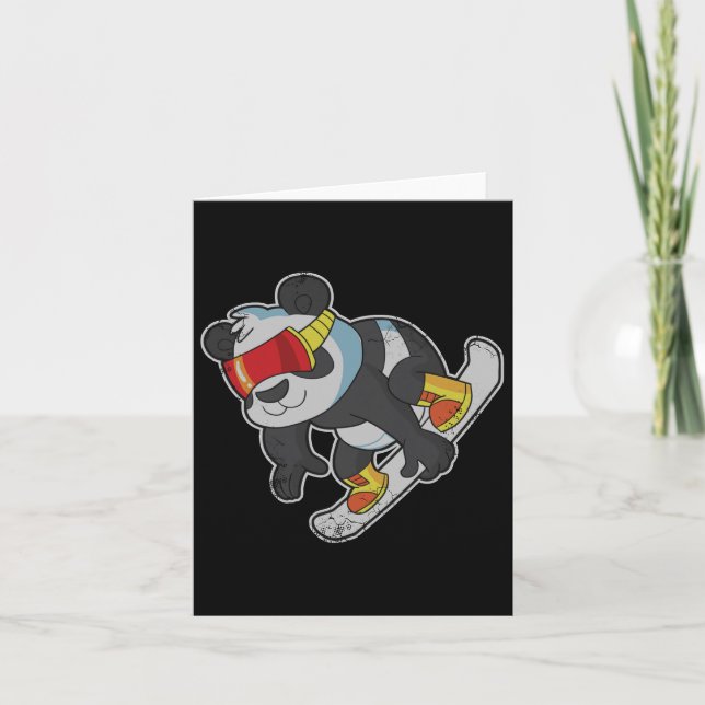 Snowboarding Panda Bear Kort (Framsida)