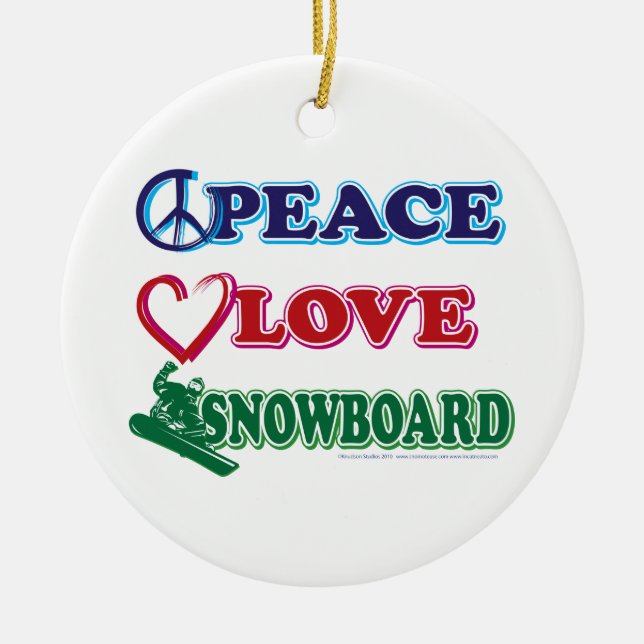 Snowboarding/Peace,Kärlek,Sled Julgransprydnad Keramik (Framsidan)