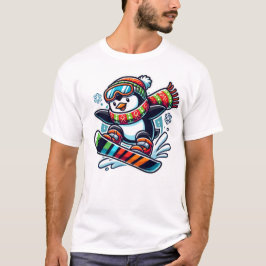 snowboarding penguin christmas t shirt