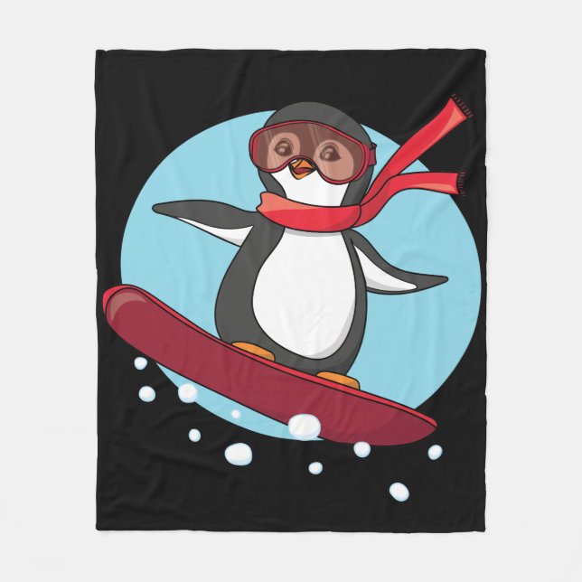 Snowboarding Penguin Fleecefilt (Framsidan)